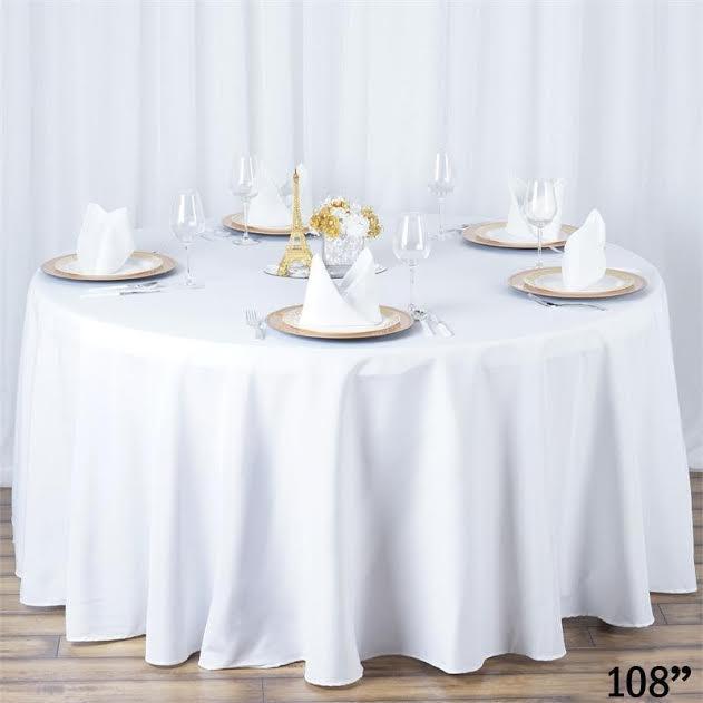 108" Premium Polyester Round Tablecloth Wedding Party Table Linens