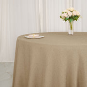 108" Round Faux Burlap Polyester Tablecloth - Natural TAB_JUTE03_108_NAT
