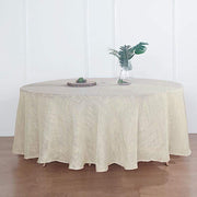 108" Round Premium Faux Burlap Polyester Tablecloth - Beige TAB_JUTE02_108_081