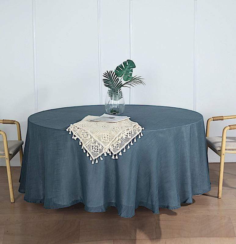 108" Round Premium Faux Burlap Polyester Tablecloth