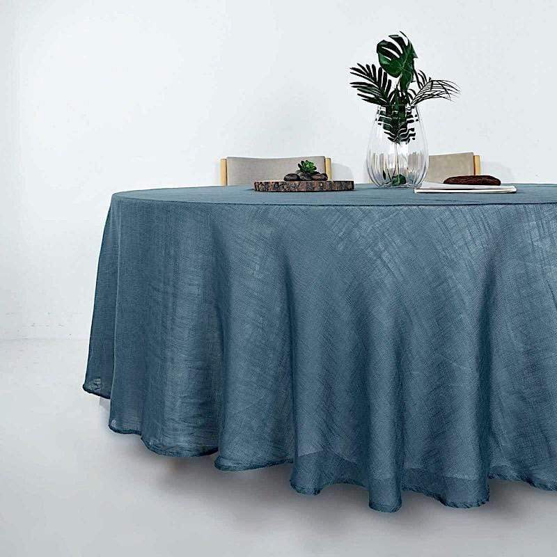 108" Round Premium Faux Burlap Polyester Tablecloth