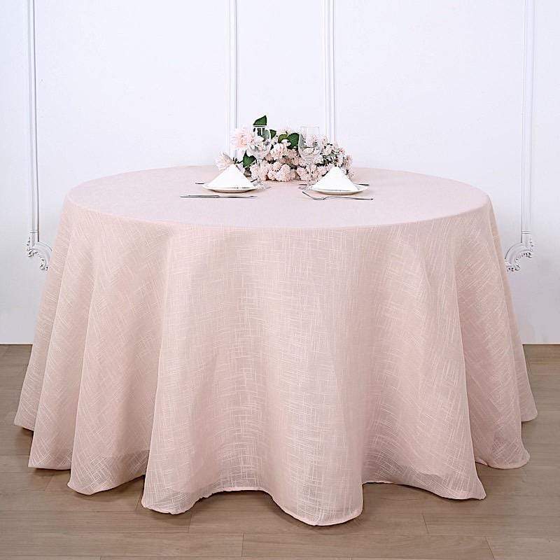 108" Round Premium Faux Burlap Polyester Tablecloth