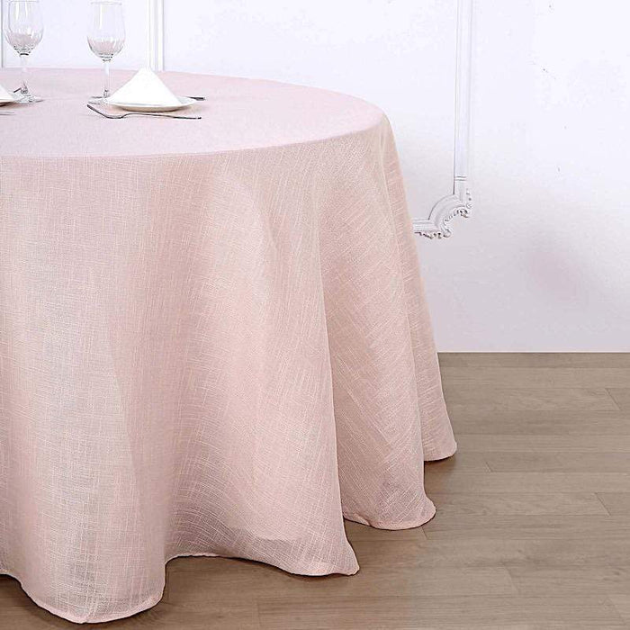 108" Round Premium Faux Burlap Polyester Tablecloth