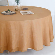 108" Round Premium Faux Burlap Polyester Tablecloth - Natural TAB_JUTE02_108_NAT