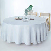 108" Round Premium Faux Burlap Polyester Tablecloth - Silver TAB_JUTE02_108_SILV