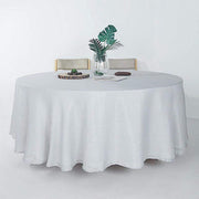 108" Round Premium Faux Burlap Polyester Tablecloth - Silver TAB_JUTE02_108_SILV