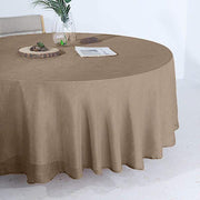 108" Round Premium Faux Burlap Polyester Tablecloth - Taupe Brown TAB_JUTE02_108_063