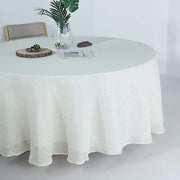 108" Round Premium Faux Burlap Polyester Tablecloth - White TAB_JUTE02_108_WHT