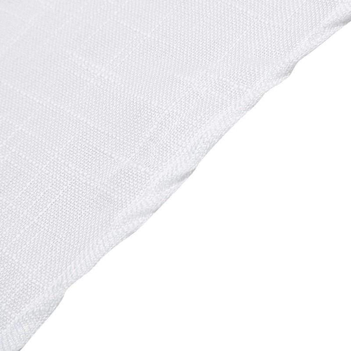 108" Round Premium Faux Burlap Polyester Tablecloth - White TAB_JUTE02_108_WHT
