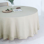 108" Round Premium Faux Burlap Polyester Tablecloth