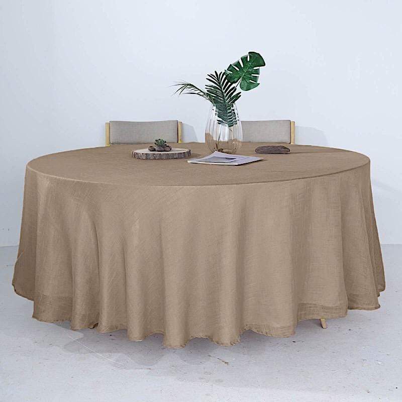 108" Round Premium Faux Burlap Polyester Tablecloth