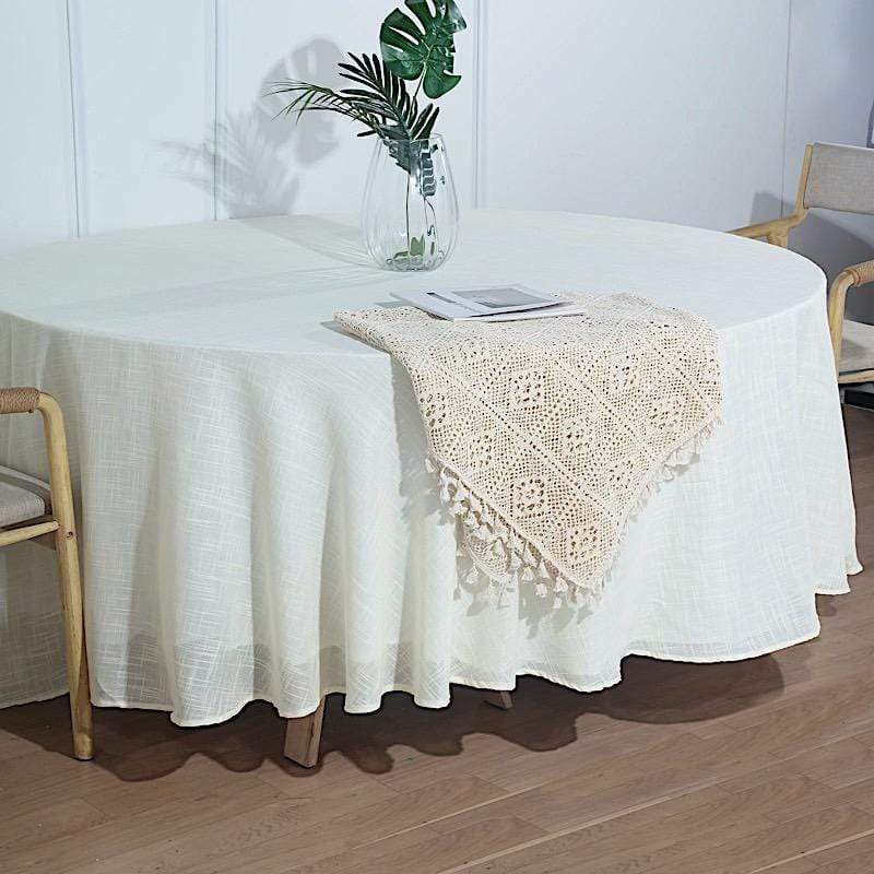 108" Round Premium Faux Burlap Polyester Tablecloth