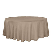 108" Round Premium Faux Burlap Polyester Tablecloth - Taupe Brown TAB_JUTE02_108_063