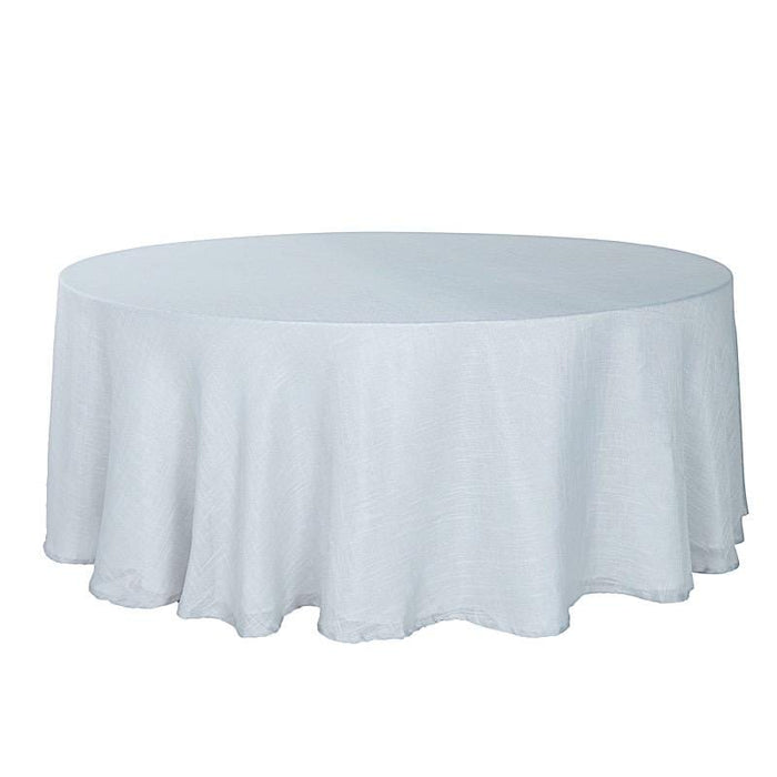 108" Round Premium Faux Burlap Polyester Tablecloth - Silver TAB_JUTE02_108_SILV