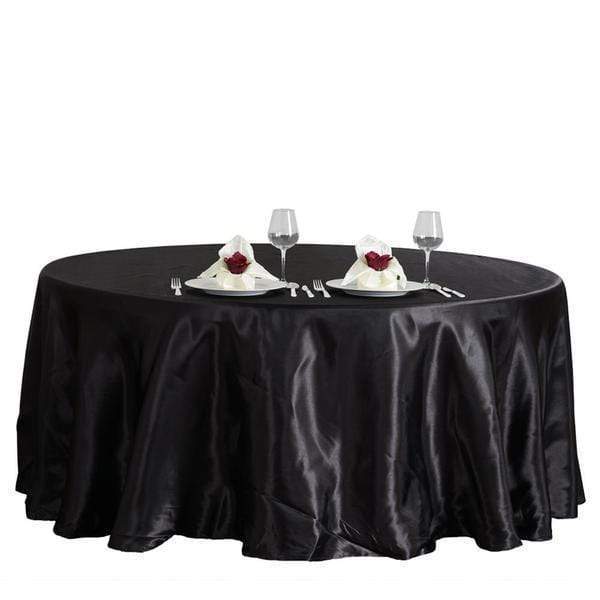 108" Satin Round Tablecloth Wedding Party Table Linens - Black TAB_STN108_BLK