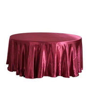 108" Satin Round Tablecloth Wedding Party Table Linens - Burgundy TAB_STN108_BURG