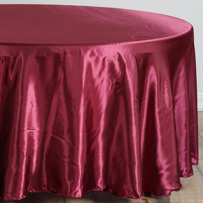 108" Satin Round Tablecloth Wedding Party Table Linens - Burgundy TAB_STN108_BURG