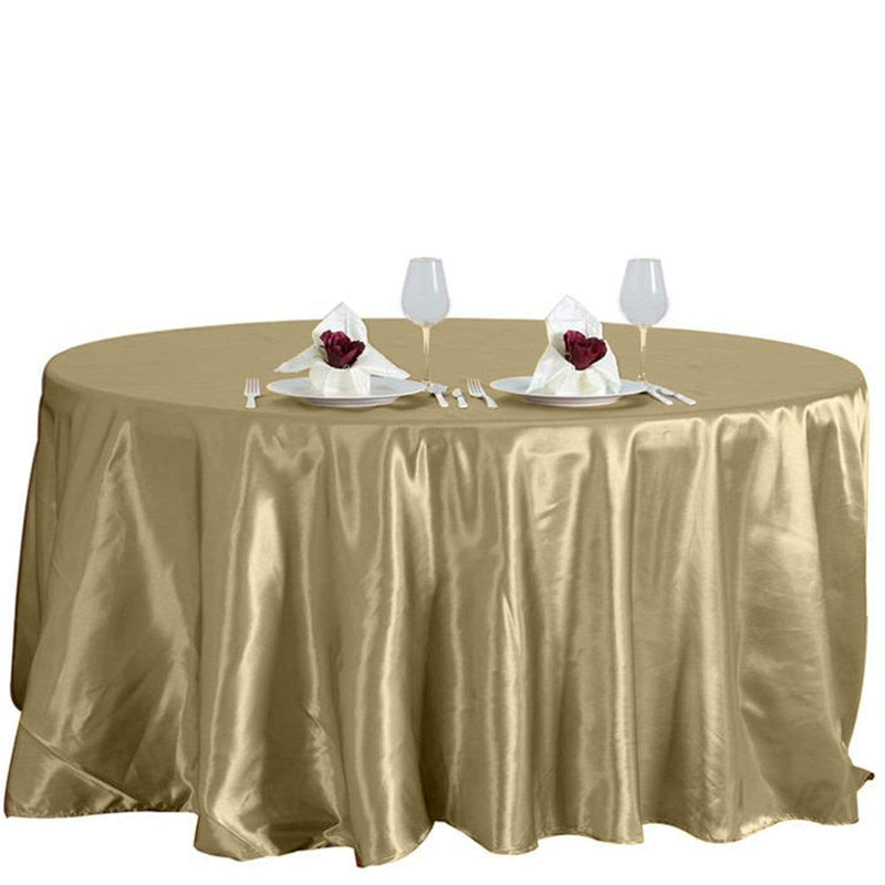108" Satin Round Tablecloth Wedding Party Table Linens - Champagne TAB_STN108_CHMP