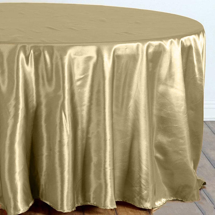 108" Satin Round Tablecloth Wedding Party Table Linens - Champagne TAB_STN108_CHMP