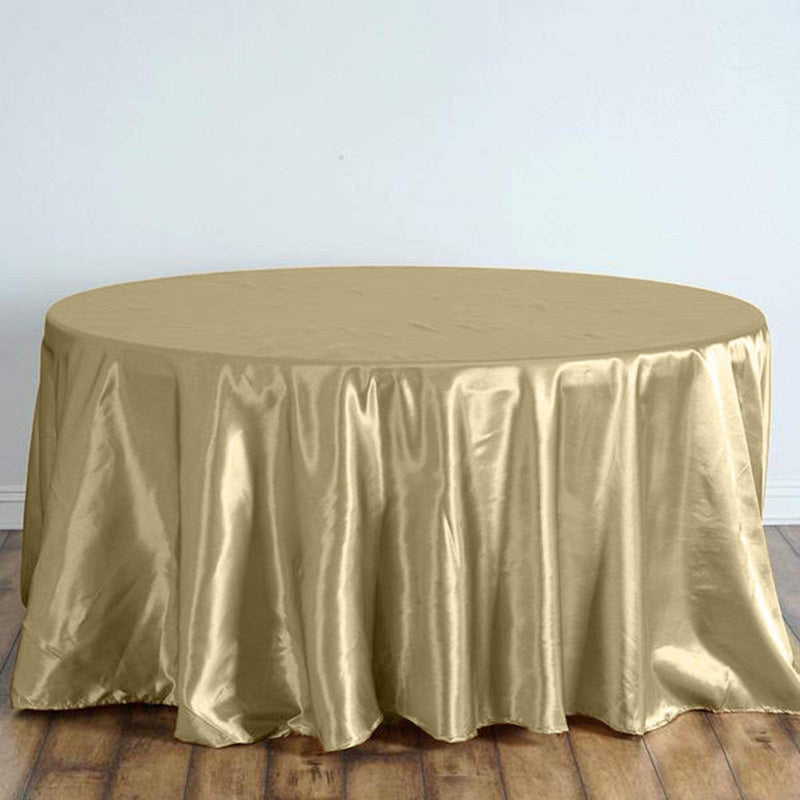 108" Satin Round Tablecloth Wedding Party Table Linens - Champagne TAB_STN108_CHMP