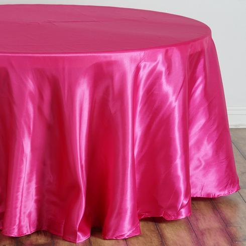 108" Satin Round Tablecloth Wedding Party Table Linens - Fuchsia TAB_STN108_FUSH