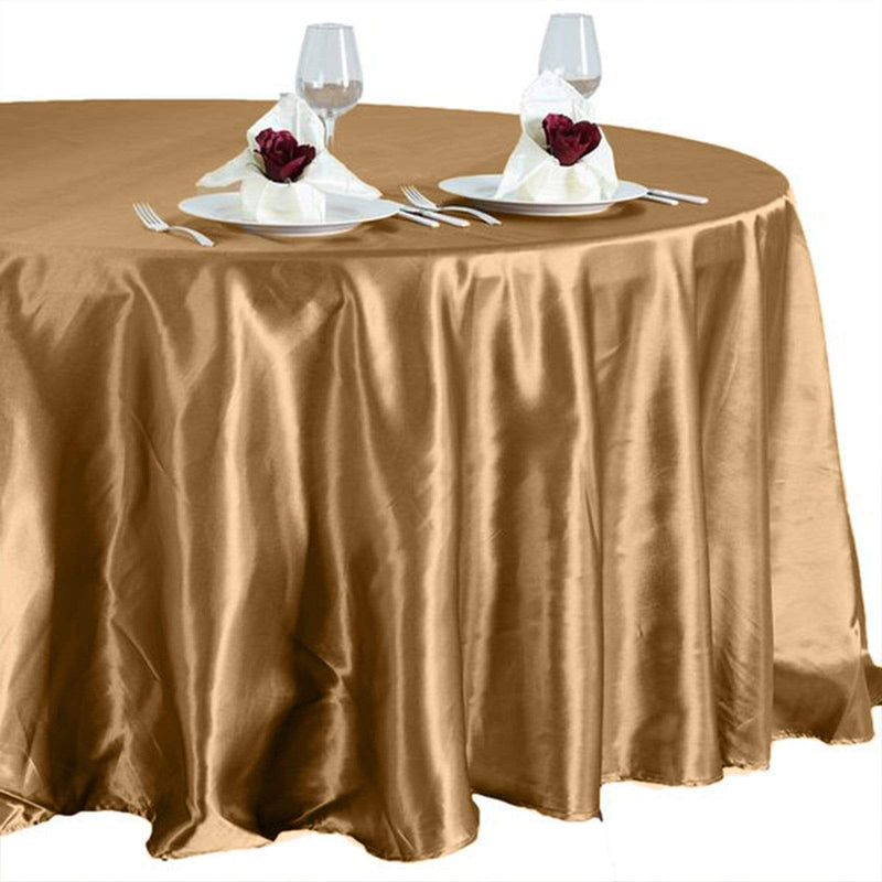 108" Satin Round Tablecloth Wedding Party Table Linens - Gold TAB_STN108_GOLD
