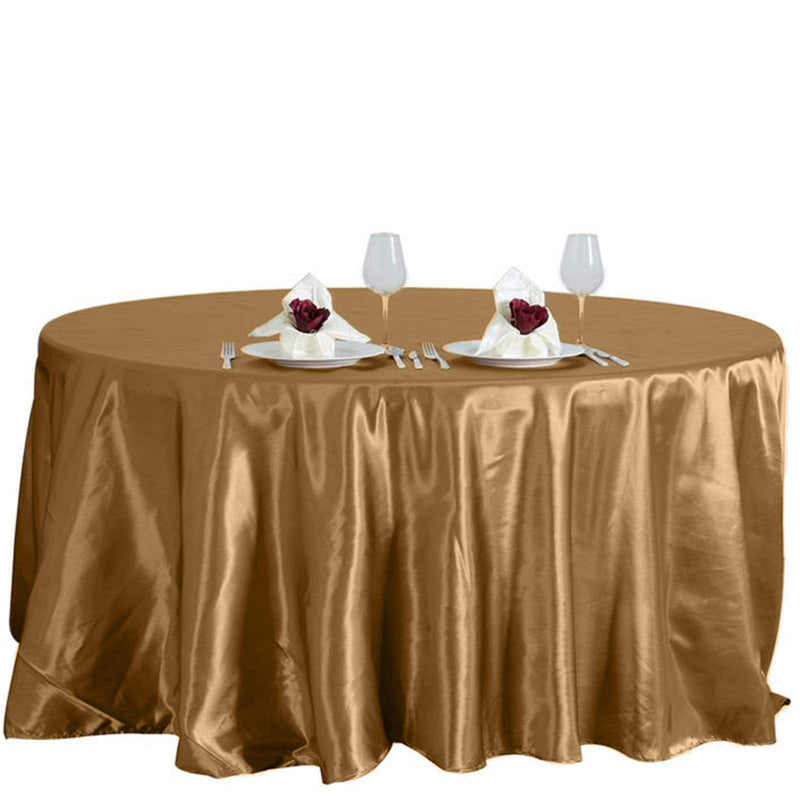 108" Satin Round Tablecloth Wedding Party Table Linens - Gold TAB_STN108_GOLD