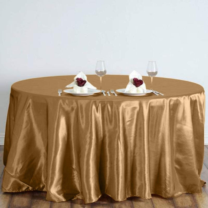 108" Satin Round Tablecloth Wedding Party Table Linens - Gold TAB_STN108_GOLD