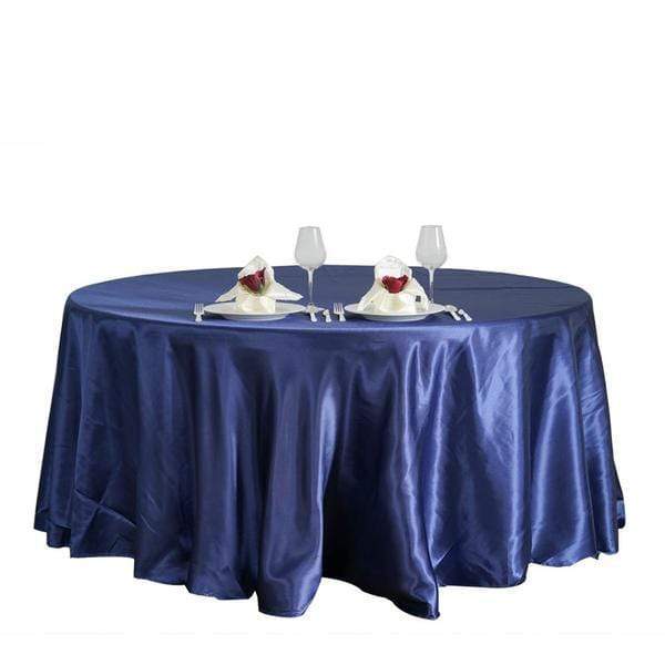 108" Satin Round Tablecloth Wedding Party Table Linens - Navy Blue TAB_STN108_NAVY