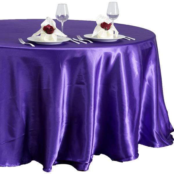 108" Satin Round Tablecloth Wedding Party Table Linens - Purple TAB_STN108_PURP