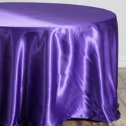 108" Satin Round Tablecloth Wedding Party Table Linens - Purple TAB_STN108_PURP