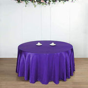108" Satin Round Tablecloth Wedding Party Table Linens - Purple TAB_STN108_PURP