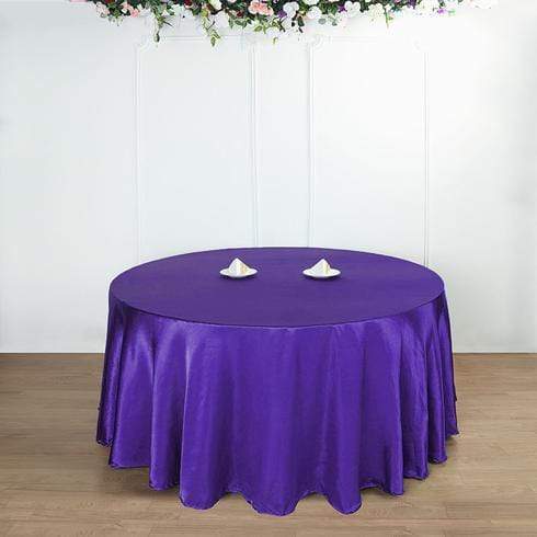 108" Satin Round Tablecloth Wedding Party Table Linens - Purple TAB_STN108_PURP