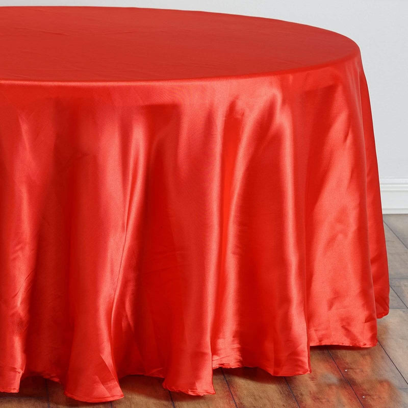 108" Satin Round Tablecloth Wedding Party Table Linens - Red TAB_STN108_RED