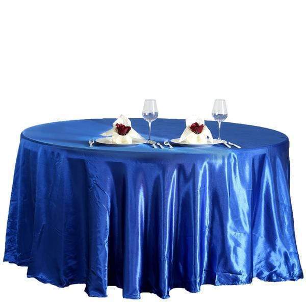108" Satin Round Tablecloth Wedding Party Table Linens - Royal Blue TAB_STN108_ROY