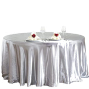 108" Satin Round Tablecloth Wedding Party Table Linens - Silver Light Gray TAB_STN108_SILV