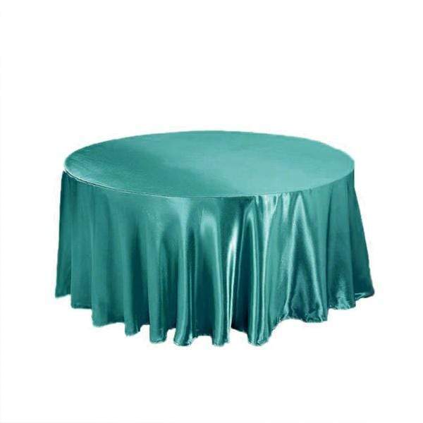108" Satin Round Tablecloth Wedding Party Table Linens - Turquoise TAB_STN108_TURQ