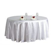 108" Satin Round Tablecloth Wedding Party Table Linens - White TAB_STN108_WHT