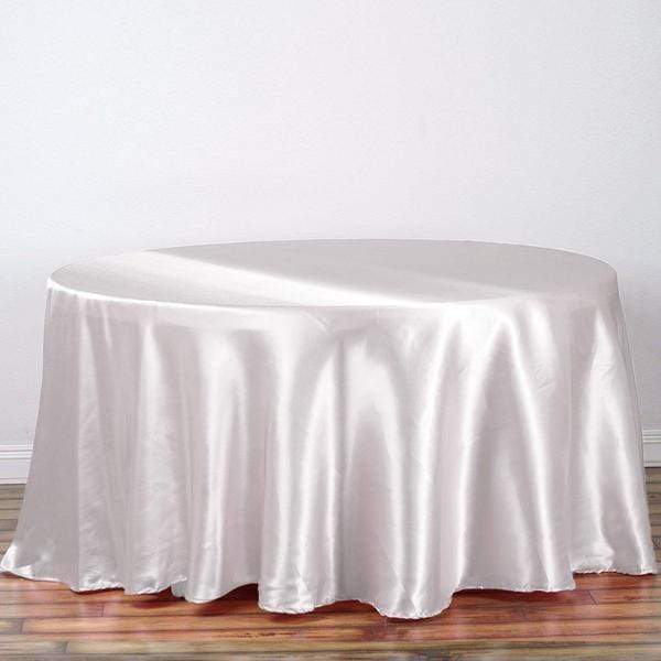 108" Satin Round Tablecloth Wedding Party Table Linens - White TAB_STN108_WHT