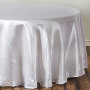 108" Satin Round Tablecloth Wedding Party Table Linens - White TAB_STN108_WHT