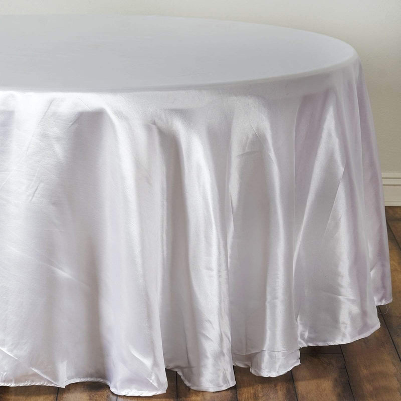 108" Satin Round Tablecloth Wedding Party Table Linens - White TAB_STN108_WHT