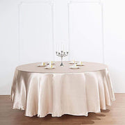 108" Satin Round Tablecloth Wedding Party Table Linens - Beige TAB_STN108_081