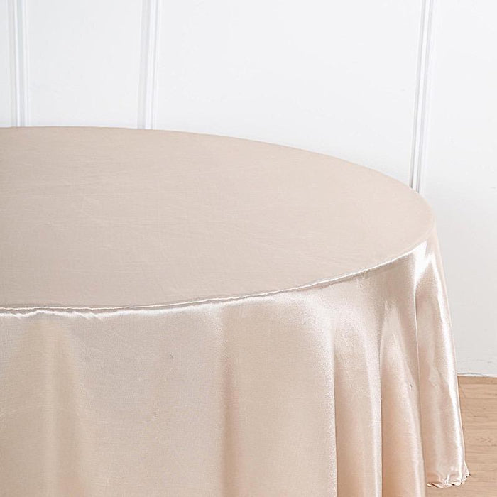 108" Satin Round Tablecloth Wedding Party Table Linens - Beige TAB_STN108_081