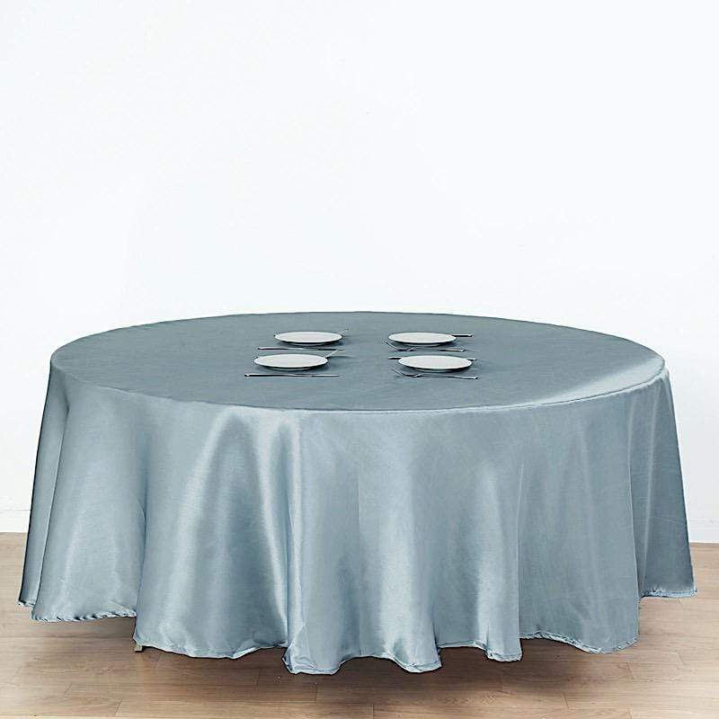 108" Satin Round Tablecloth Wedding Party Table Linens - Dusty Blue TAB_STN108_086