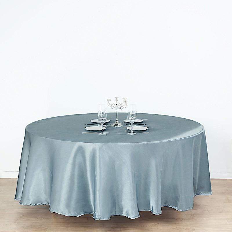 108" Satin Round Tablecloth Wedding Party Table Linens - Dusty Blue TAB_STN108_086
