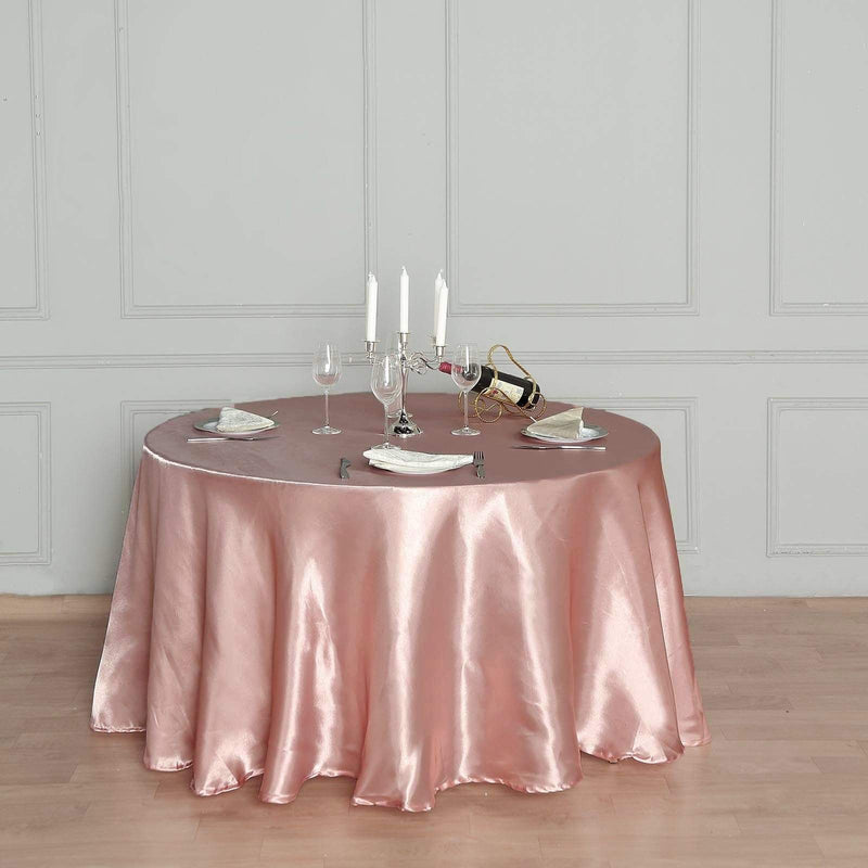 108" Satin Round Tablecloth Wedding Party Table Linens - Dusty Rose TAB_STN108_080