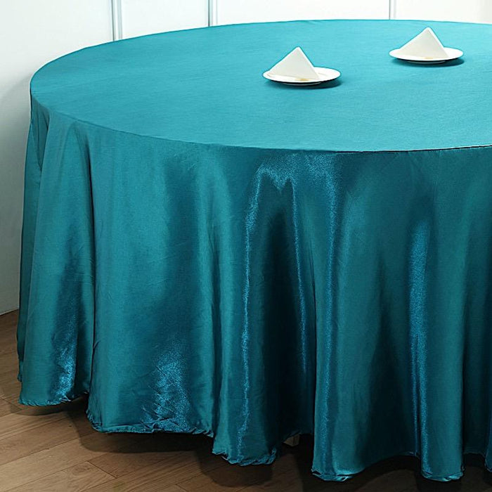 108" Satin Round Tablecloth Wedding Party Table Linens - Teal TAB_STN108_TEAL