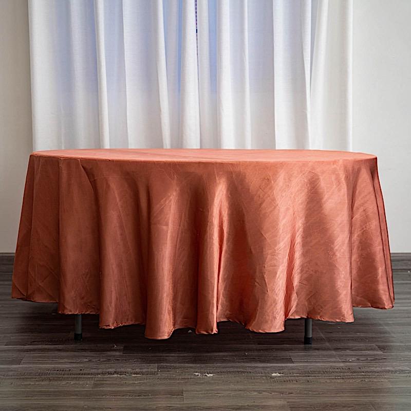 108" Satin Round Tablecloth Wedding Party Table Linens - Terracotta TAB_STN108_TERC