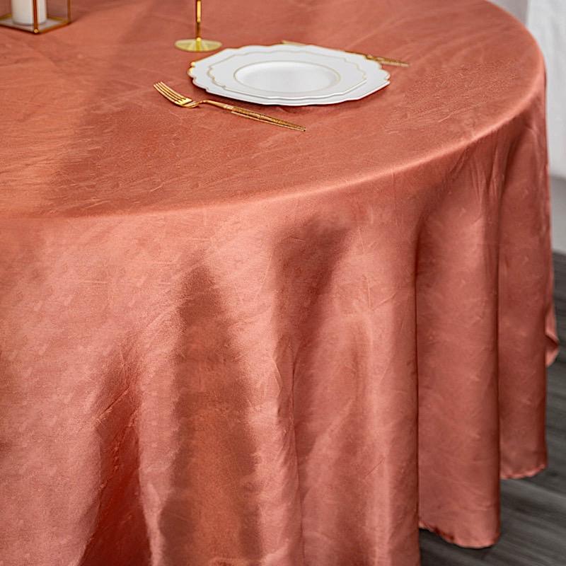 108" Satin Round Tablecloth Wedding Party Table Linens - Terracotta TAB_STN108_TERC
