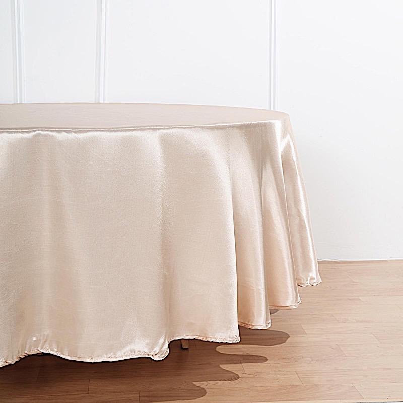 108" Satin Round Tablecloth Wedding Party Table Linens - Beige TAB_STN108_081